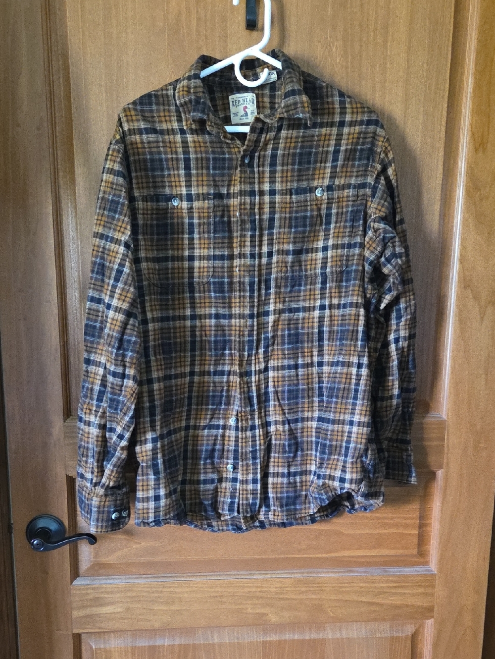 Mens Red Head Brand Co. Brown Flannel Button Up 100% Cotton Size Large Tall